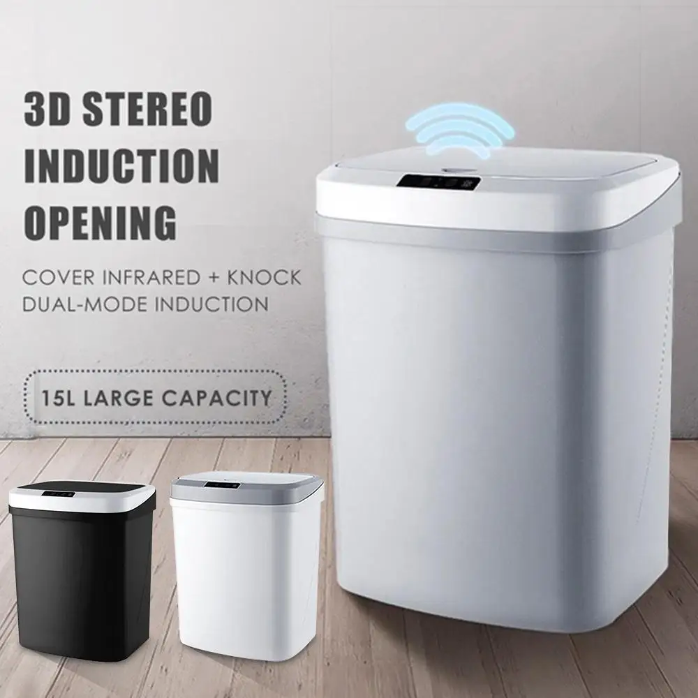 Smart Garbage Bin 3 Color Electric Touchless Kitchen 15L Creative Waste Bins Large Capacity Household Infrared Motion Sensor | Дом и сад
