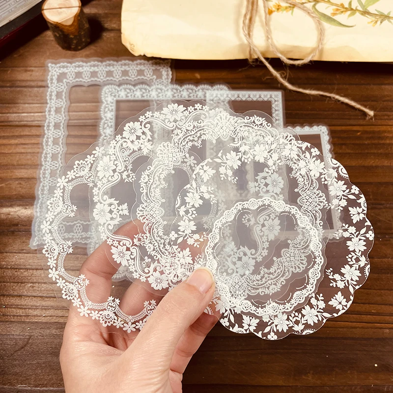 Panalisacraft 원형 프레임 레이스 소재 종이, 정크 저널 카드, 스크랩북용 공예 종이, 빈티지 장식 DIY, 팩당 10 개