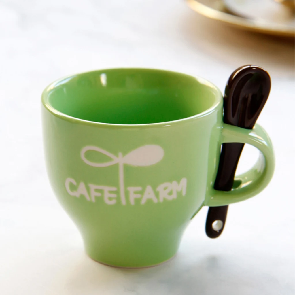 Dishwasher Safe Ceramic Cute Letters Pattern Coffee Milk Mug Cup Home Office