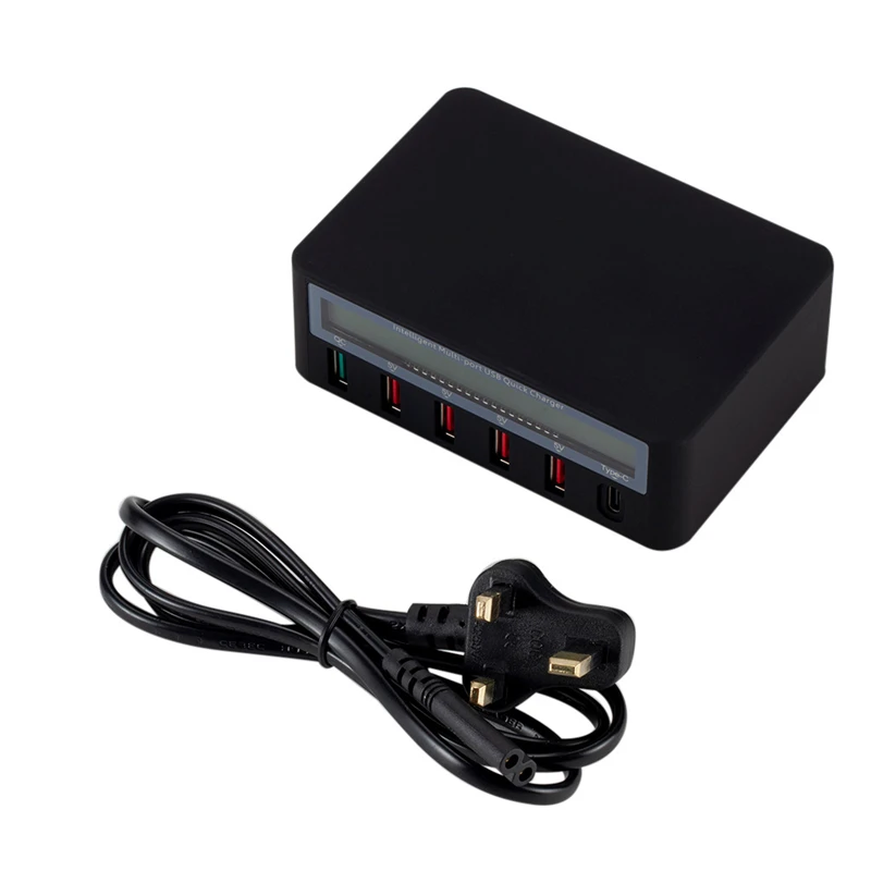 Черный 5 портов QC3.0 usb type-C Быстрая зарядка концентратор с ЖК-дисплеем для планшета Самс Унг телефон USB концентраторы 1106# D - Цвет: Черный