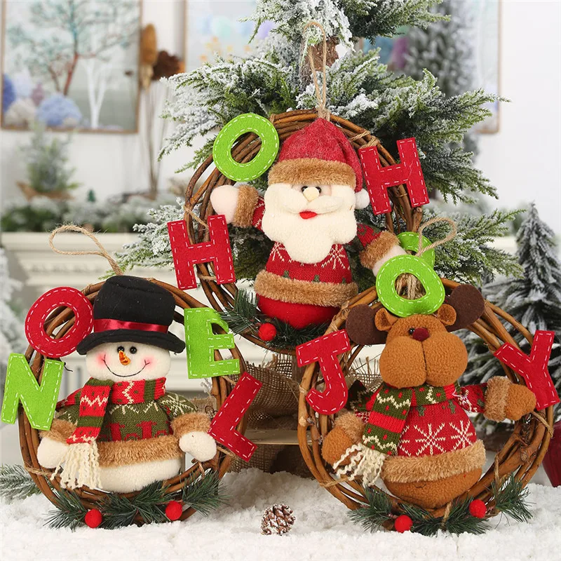 New Year 2021 Christmas Garland Wooden Pendants Ornaments DIY Wood Crafts Xmas Gift Noel Tree Decorations for Home | Дом и сад