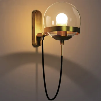 

Sale LED Wall Lamp Modern Garden Gate Wall Lights Black/Copper Glass Ball Wall Lamp Stair Light Luminaire Lighting