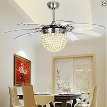 Хрустальный потолочный вентилятор с дистанционным управлением, современный Летающий Невидимый 8 листовой вентилятор, светильник, декоративная люстра для гостиной, ресторана, 42 дюйма