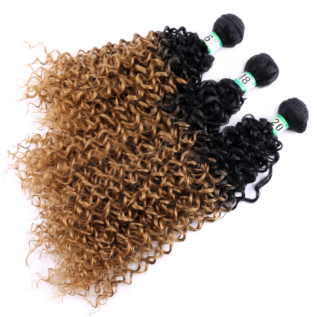 Afro Kinky Curly Hair Bundles Black To Brown High Temperature Synthetic Hair Extensions 70g/piece for Black Women