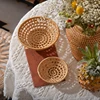 Rattan Bread Basket Round Hand-Woven Tea Tray Food Serving Platter For Dinner Parties Coffee Breakfast Container Household 6