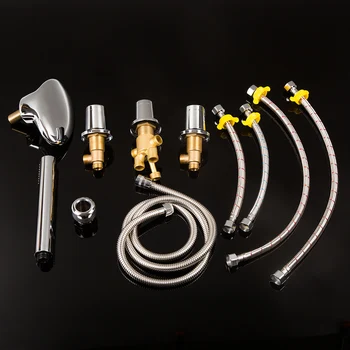 

Silver Brass Round Shower Bath Faucet Set Two or Three Handles Chromed Cold&Hot Water Mixer Tap Bathroom Shower Mixer