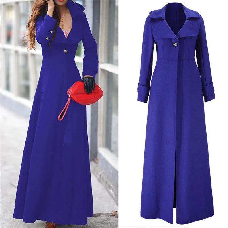 Женский свитер, пальто с меховой подкладкой, Женское зимнее приталенное пальто с отворотом, Тренч, куртка, длинная парка, пальто, женская куртка, пальто для женщин - Цвет: Dark Blue