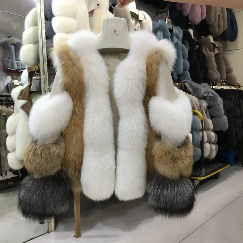 women winter jacket natural fox fur coats (2)