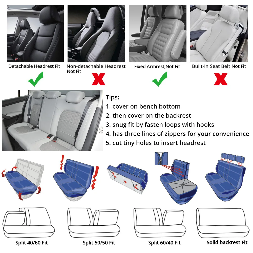 7PCS Track Detail Style Car Seat Covers Set Polyester Fabric Universal Fits Most Cars Covers Car Seat Protector