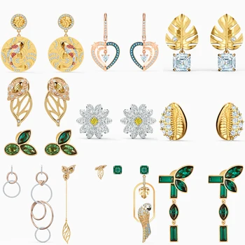 

High Quality Original SWA Earrings with Original Logo Flowers Heart Round Shape Fashion Charm Women Jewelry Free Shipping
