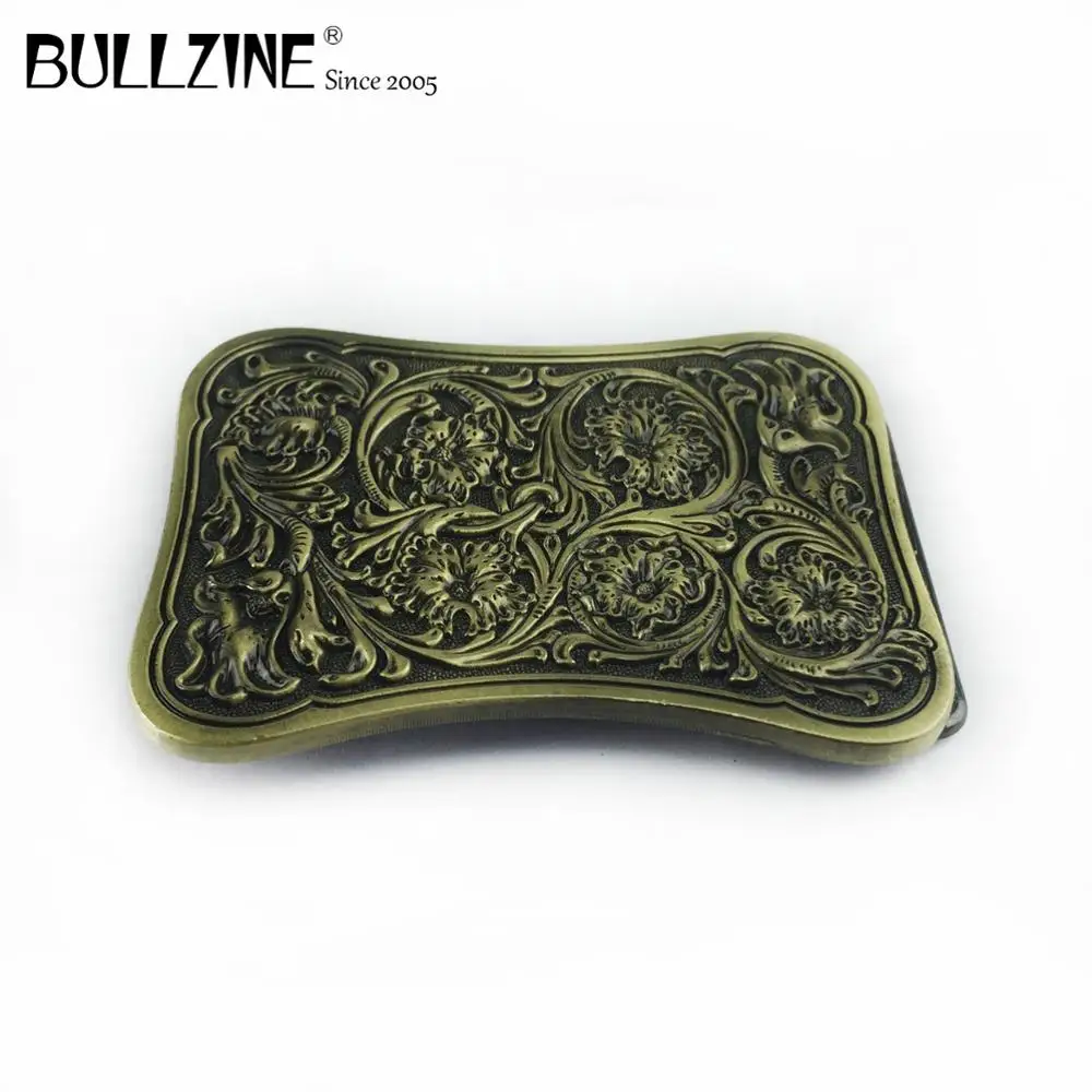 Пряжка для ремня Bullzine из цинкового сплава с цветком в западном стиле под старину