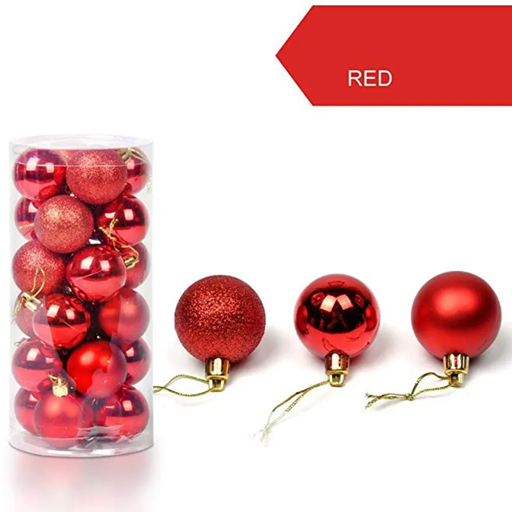 

24Pcs Christmas Ball 3Cm/4Cm/6Cm Barrel Color Ball Plastic Plating Ball Christmas Tree Decorations Christmas Supplies
