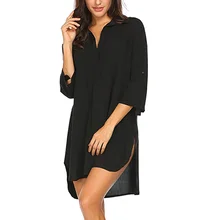 Весенне-летняя рубашка с глубоким v-образным вырезом, модный пляжный солнцезащитный купальный костюм, женский топ, женская блузка, WHShopping