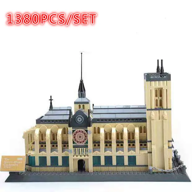 

New Streetview Maker Architecture NOTRE DAME CATHEDRAL de Paris fit city Building Blocks Bricks Toys For Children