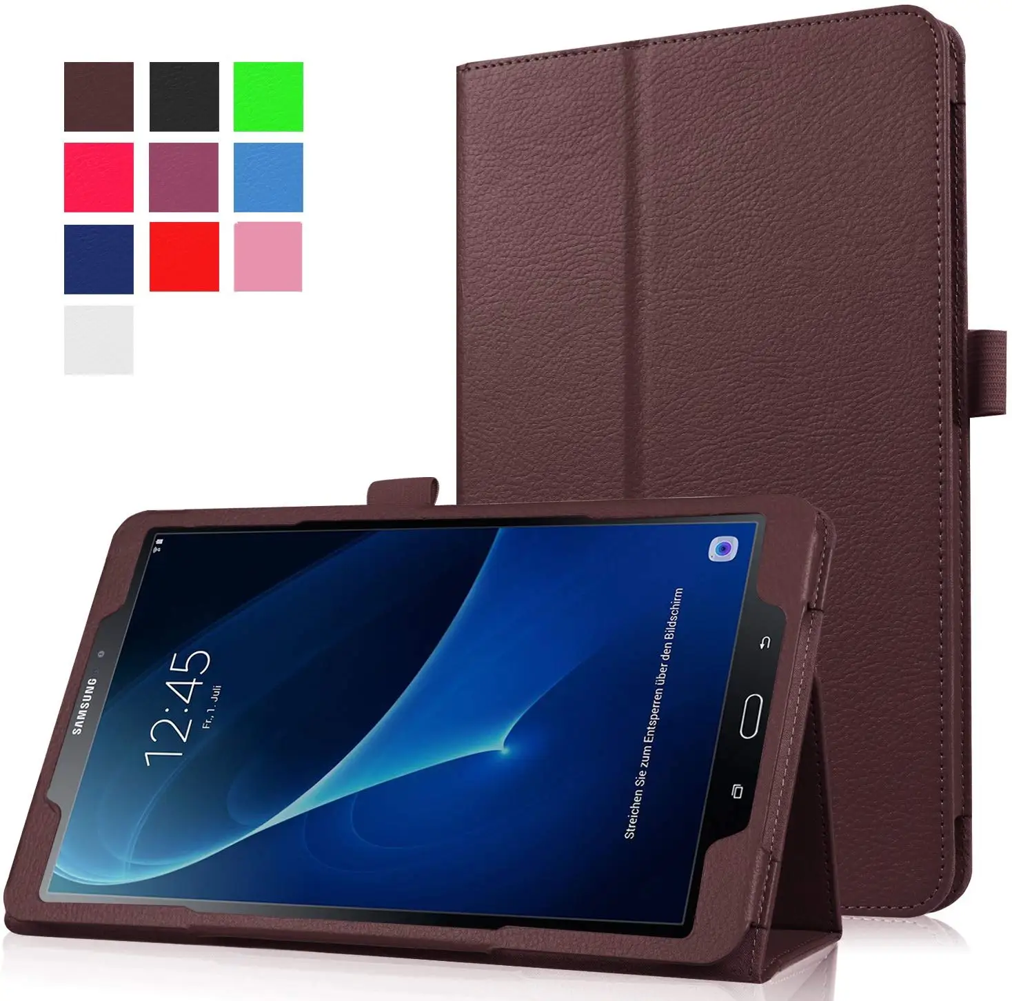Ультратонкий Магнитный чехол для samsung Galaxy Tab A 10,1, умный чехол из искусственной кожи, чехол с функцией автоматического сна/пробуждения T580 T585, SM-T580 чехол s - Цвет: Коричневый