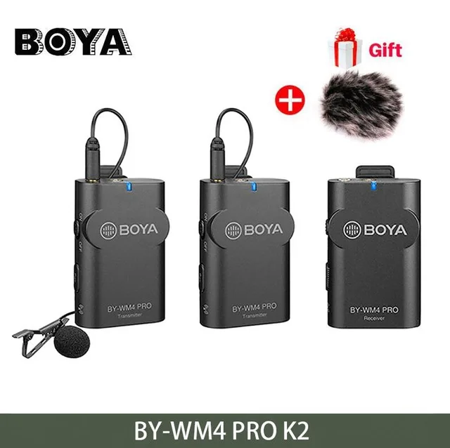 Silver BOYA WM4 Pro Microphone Lavalier Microfone Wireless Microphone Receiver Transmitter - Color: Silver