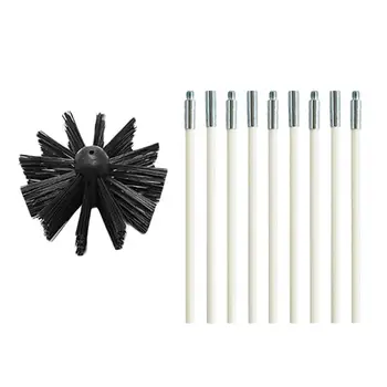 

10pcs Nylon Brush with 9 Handle and 1 Brush Head Flexible Pipe Rods for Chimney Kettle House Cleaner Cleaning Tool Kit