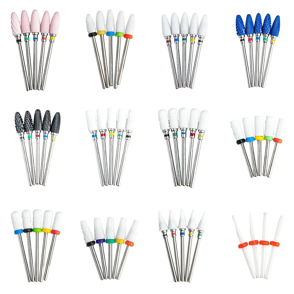 Broca de clavo de cerámica para manicura, taladro eléctrico giratorio, brocas de cortaúñas de carburo de tungsteno, cortador de fresado de manicura