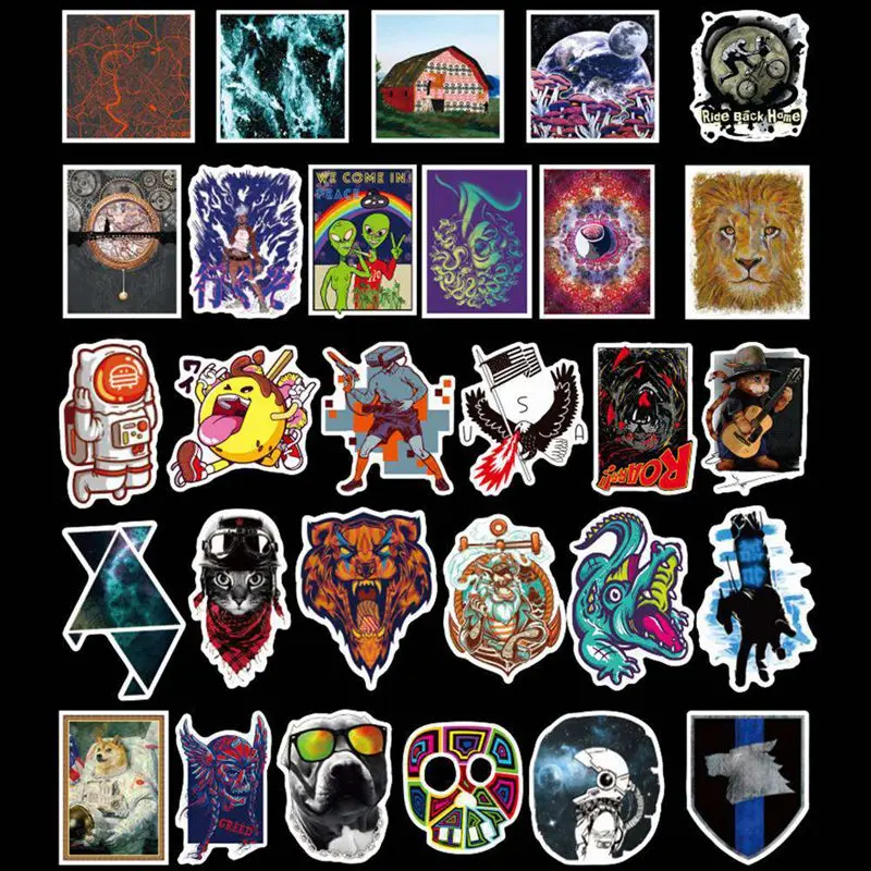 100PCS Skateboard Fashion brand Logo Waterproof Sticker For Luggage Car Guaitar Skateboard Phone Laptop Bicycle Stickers