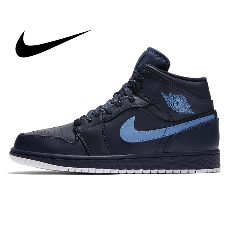 Nike Air Jordan 1 Mid AJ1 MID оригинальные мужские баскетбольные обувь дышащая кроссовки спортивные уличные спортивные дизайнерские #554724