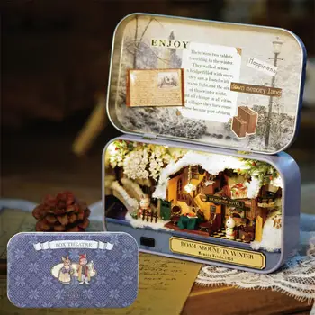 

Box Theatre Nostalgic Theme DIY Miniature Scene Model Wooden Puzzle Toy Handmade Assembled Model Toy House Countryside Furniture