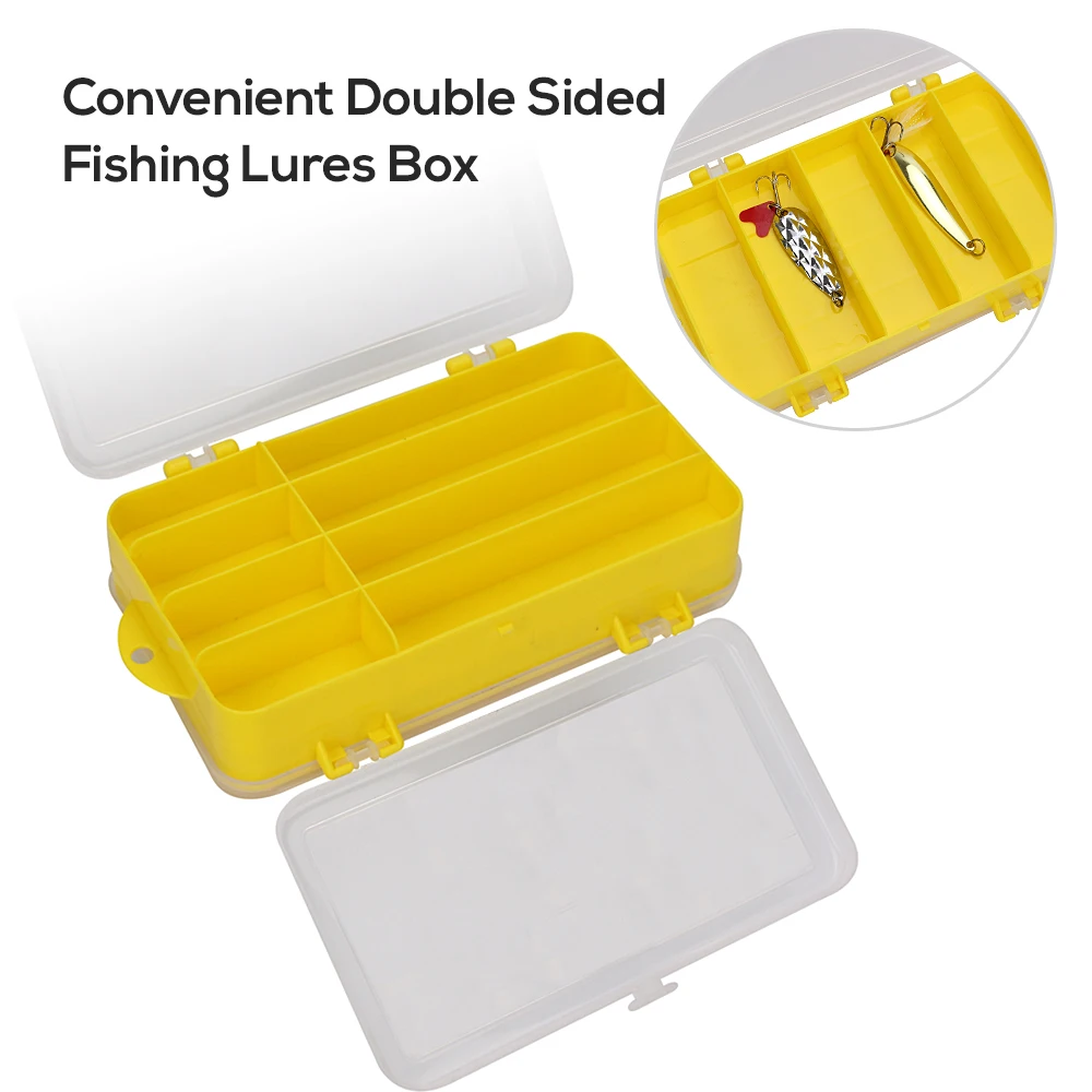 Пластиковая коробка для приманки, двухсторонняя, 14 отсеков, коробка для приманки, рыболовный контейнер для снастей для приманки