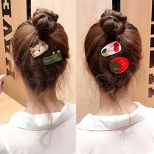 Милые фетровые заколки в виде сердца для девочек с героями мультфильмов, фруктами и фруктами, Южная Корея, аксессуары для волос для родителей и детей