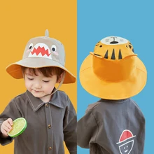 

Children Fisherman Hat Yellow Cartoon Tiger Outdoor Beach Sun Bucket Hats Spring Autumn Casual Double-Sided Cap For Girls Boys