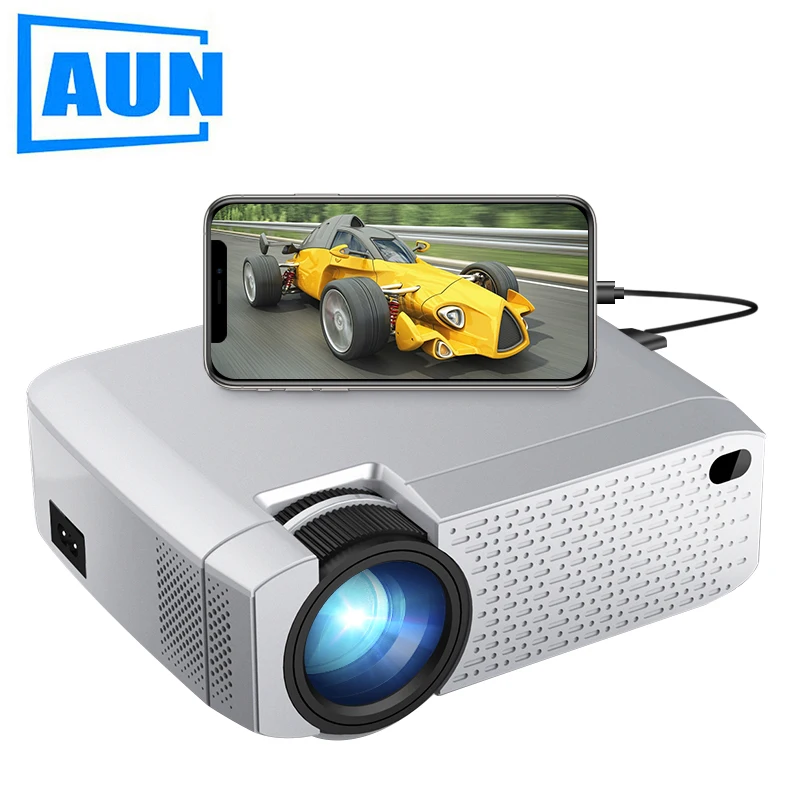 AUN D40W мини-проектор, Поддержка IOS/Android телефон беспроводной синхронизация дисплей, светодиодный проектор для 720P домашнего кинотеатра, 3D проектор