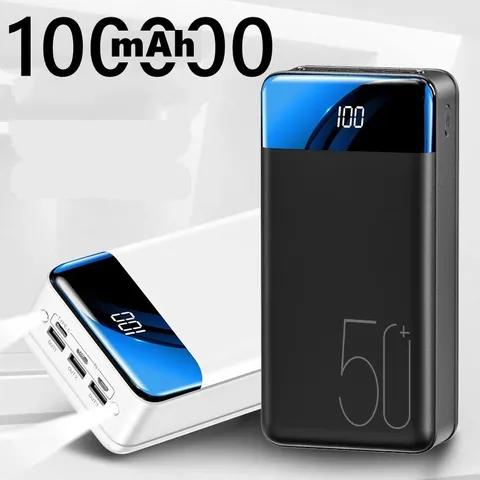 Power Bank 100000mAh, batterie externe Portable à 3 ports USB, charge rapide, pour téléphones portables et tablettes