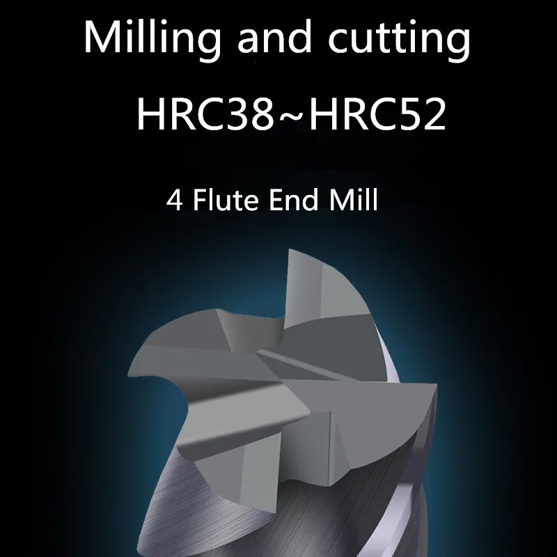1PCS Endmill HRC55 4 Flute Milling Tools Metal Cutter Alloy Carbide Tungsten Steel Milling Cutter End Mill 4mm 6mm 8mm 10mm 12mm