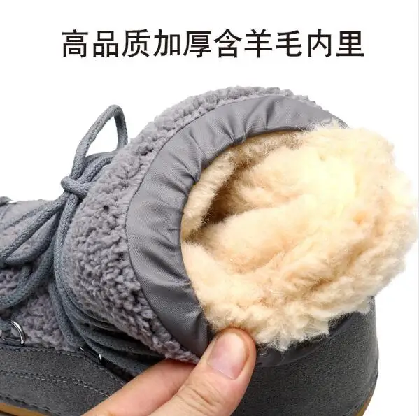 De niños de cuero genuino botas de nieve de invierno de 2019 niñas de lentejuelas zapatos de algodón chico Barco de bebé de terciopelo de algodón cálido botas - 6