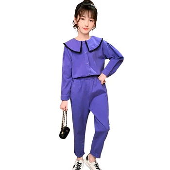 

Kids Clothes Girls Patchwork Suit For Girls Blouse + Pants Outfit For Girls Spring Autumn Childrens Clothing