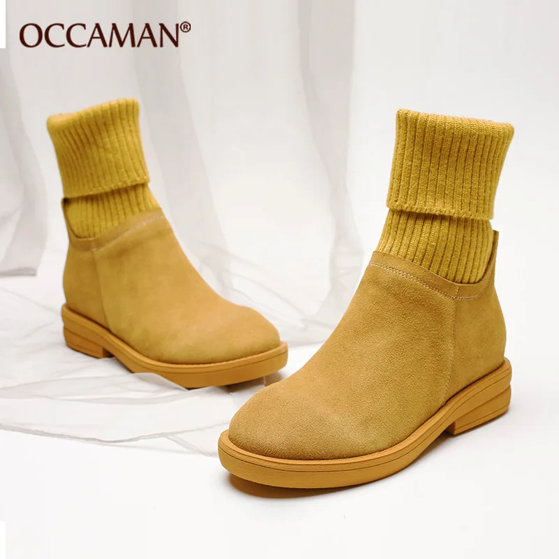 OCCAMAN/Брендовая женская обувь 2019 г. теплые короткие плюшевые удобные шерстяные