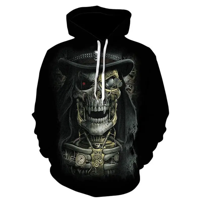 

Autumn And Winter New Male 3d Skull Hoodie Hip Hop Hoodie Fashion Skull Hand 3d Printing Skull Motorcycle Sweatshirt 2020
