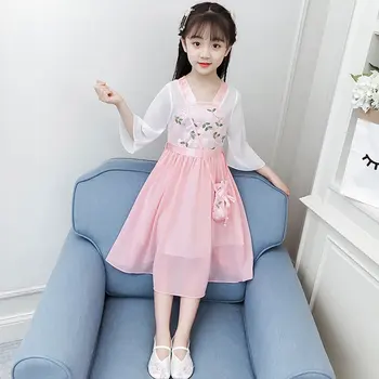 

Toddler Kids Baby Girls Summer Knee-length Dresses Girl Newest China Style Girls Dresses For Age 3 4 5 7 8 10 12 Year Baby Girl