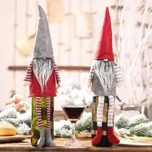 Винные Чехлы для бутылки шампанского Новогодние рождественские украшения, Санта Клаус бутылки сумки подарки держатель для вечерние фестиваль