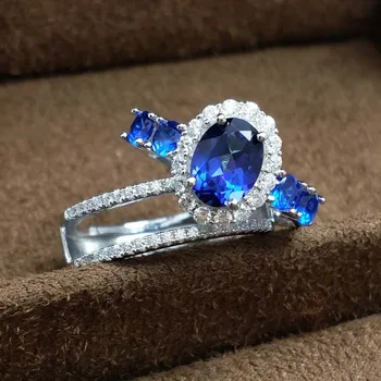

C-TWO, Wedding ring with topaz gemstone double design ring in 925 sterling silver with gold party wedding ring for girl
