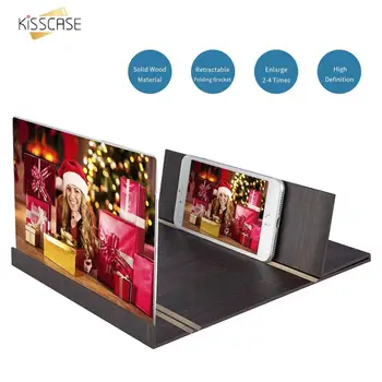 

Kisscase 12 inch Folding 3D Phone Magnifier Screen With Wood Frame HD Video Magnifying Glass Stand Tablet Holder Eye Protection