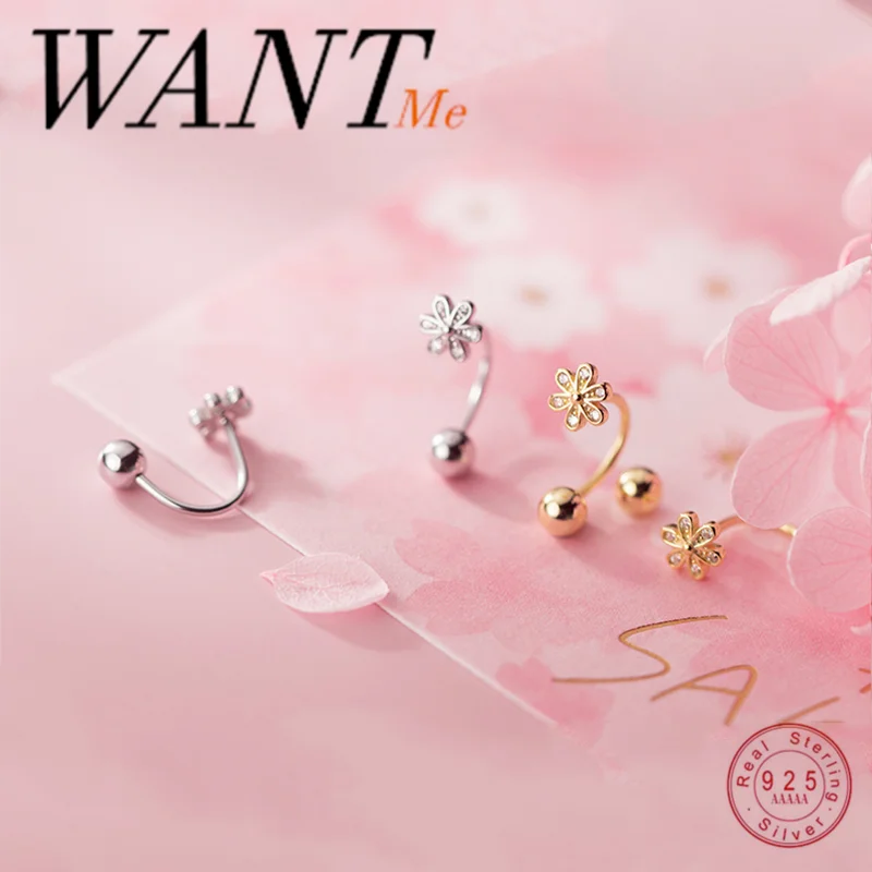 Женские серьги гвоздики WANTME из стерлингового серебра 925 пробы с геометрическим