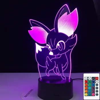 

Pokemon Go Action Fennekin 3D Night Light for Child Bedroom Decoration 16 Colorful LED Lights Pocket Monsters 3D Night Lamp