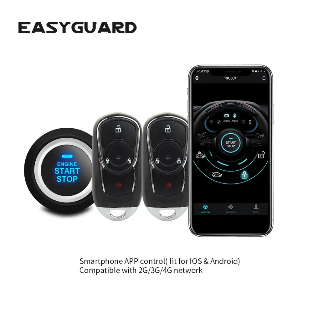 EASYGUARD GPS трекер телефон IOS android GSM 4G 3G 2G PKE бесключевая система запуска двигателя start