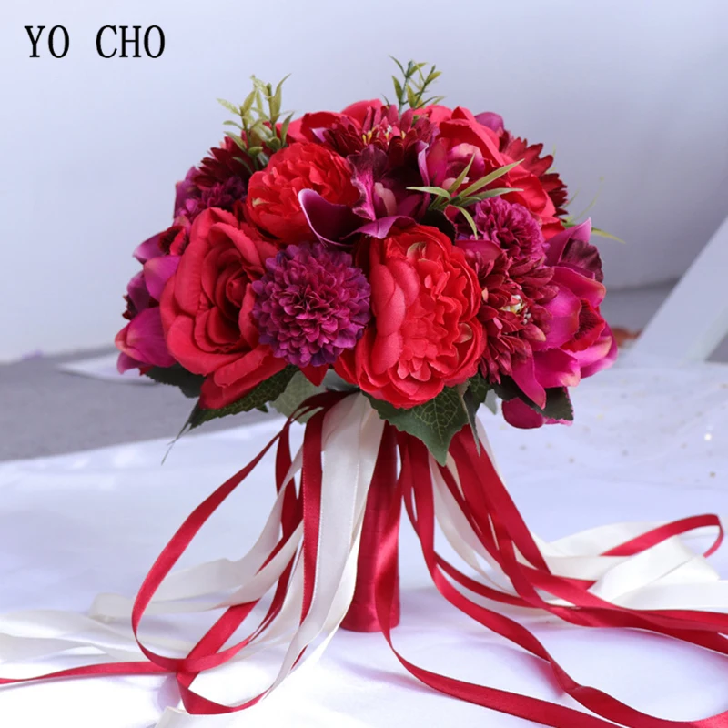 Bridal Flower Bouquet Wedding Supplies Artificial Silk Rose Peony Flower Wedding Bouquet Dahlia Orchid Quality Bouquets artificial orchid flower,wedding bouquets,artificial rose flowers
