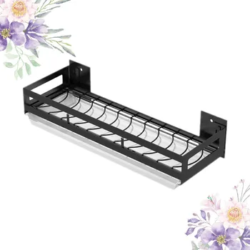 

1Pc Multi Functional Kitchen Storage Rack Wall Hanging Rack Storage Tools Kitchen Items Organizer Black (1 Pair of U Hanging Hoo