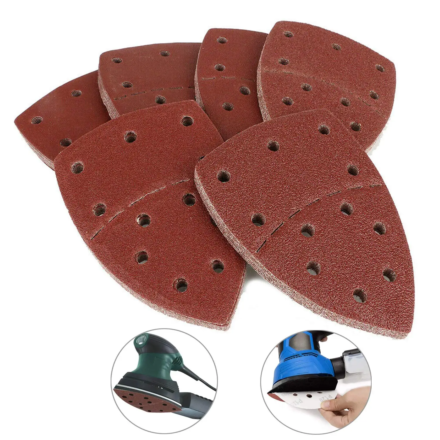 Mouse Sanding Discs Hook&Loop Sander Pads 11-Hole Triangle Sand Paper Grits 40/60/80/ 120/180/ 240/ Fit Bosch Multi-Sander 20pcs sanding discs sander pads