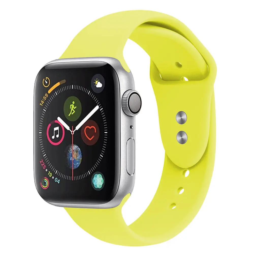 Сменный силиконовый спортивный ремешок 38 мм 44 мм для Apple Watch Series 1 2 3 4 - Цвет ремешка: Yellow