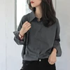 Retro Gray 2022 Spring Summer New Long Sleeve Notch Collar All-match Blouse Coat Women Loose Casual Fashion Solid Shirts Ladies ► Photo 3/6