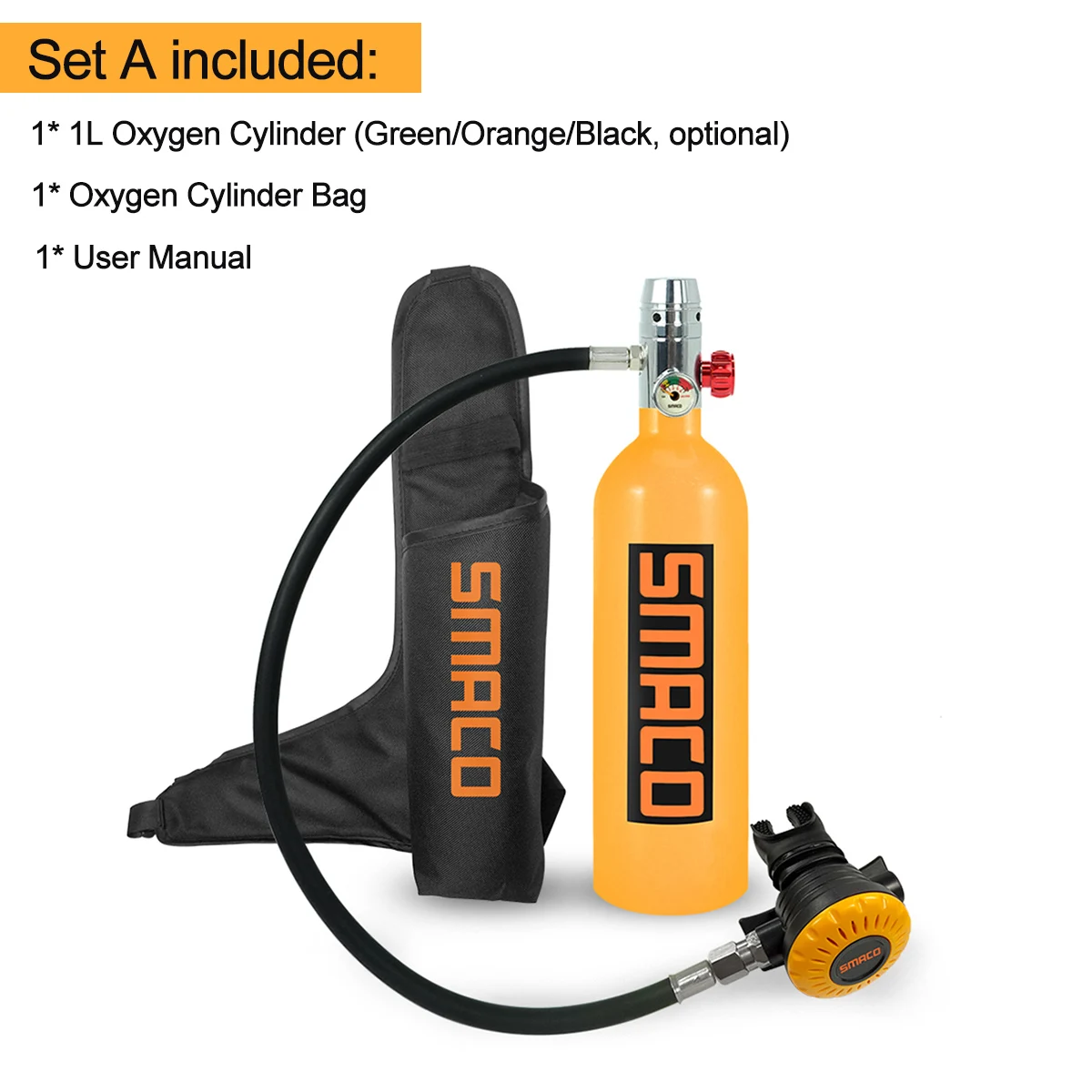 1 L SMACO Scuba Oxygen Cylinder Diving Tauchausrüstung mit Atemschutzgerät Kit 