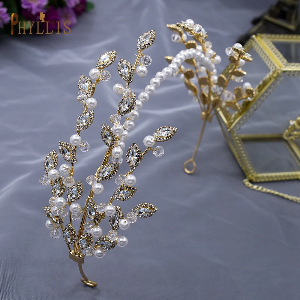 A115 Sparkling Wedding Tiara Zircon Hair Band Hair Accessories Crystal Bridal Headwear Pearl Head Hoop Beaded Bridal Piece