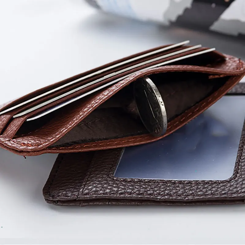 Кожаный чехол для карты для мужчин тонкий бумажник для карт удостоверения кредитные карты держатель Органайзер минималистичный кошелек